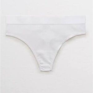 CLEARANCE NWT Aerie Ribbed High Waisted Thong Underwear L White Soft